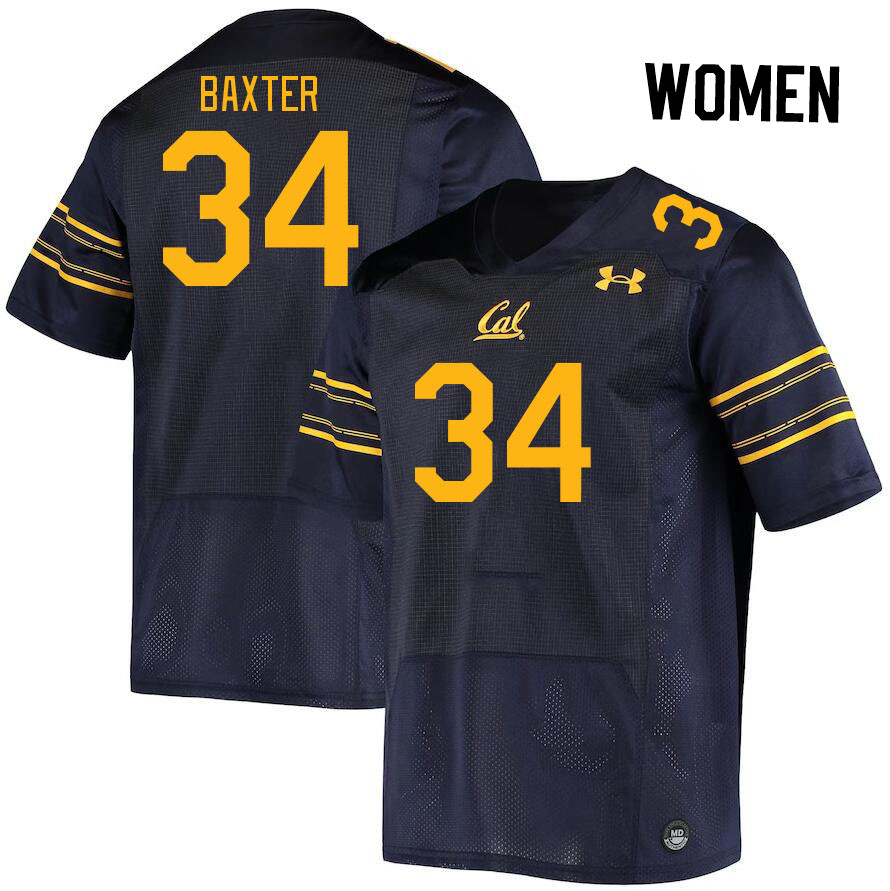 Women #34 Ethan Baxter California Golden Bears College Football Jerseys Stitched Sale-Navy